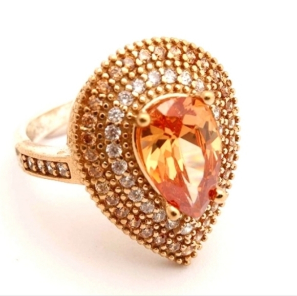 Pear Shape Honey Topaz Embellished Oval two-tone 14k RG - Picture 5 of 16